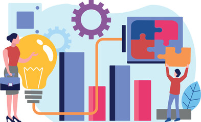 The boy is solving the puzzle.