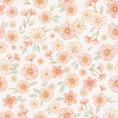 Seamless watercolor small flowers pattern