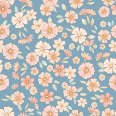Seamless watercolor small flowers pattern background