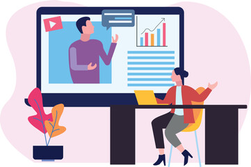 The girl is on a video call with the boy.