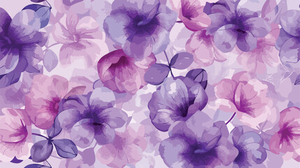 Seamless pattern of purple floral with watercolor for