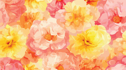 Seamless pattern of yellow and pink flower with water