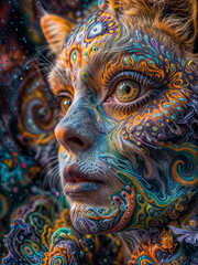 Furtive Feline: Mesmerizing Cat Face Paint Takes Center Stage