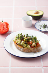 Homemade guacamole on toast