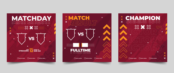 Set of modern sport match social media vector template