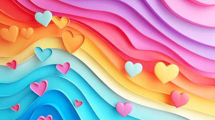 Abstract colorful heart shape Pride month background concept