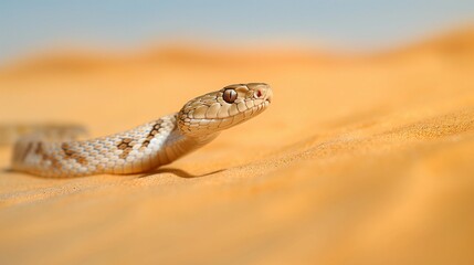 Fototapeta premium Image of a snake in the vast expanse of the desert.
