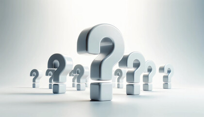 いっぱいの白いハテナ　？　３d　背景　白い背景