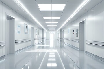 Empty hallway in the modern hospital