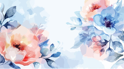 Soft watercolor flower for wedding birthday card background