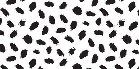Vector seamless trendy modern brush stain pattern. Dirty ink dry brush line background. Black and white artistic pattern. Great for printing, wrapping paper. Vector pattern for design