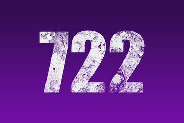 flat white grunge number of 722 on purple background.	