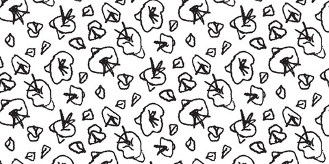 Flowers grunge pattern on a white background, Botanical pattern for textiles and paper. Vector design