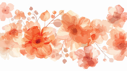 Spring pink orange flower watercolor for wedding birt