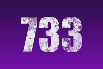 flat white grunge number of 733 on purple background.	