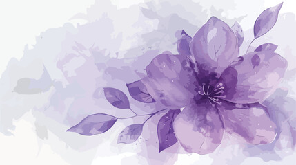 Spring purple flower with watercolor for wedding birt