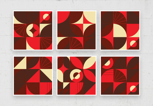 Modern Red Chinese Patterns Set