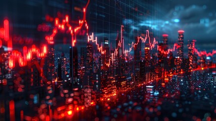 Fototapeta premium Business downturn scenario, high-resolution detailed rendering, reverse growth meeting