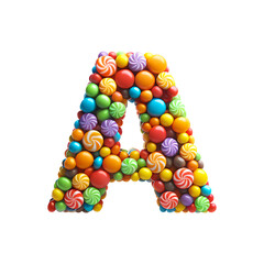 Colorful canddy Letter A, PNG file. Generative AI