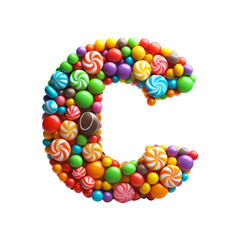Colorful canddy Letter C, PNG file. Generative AI