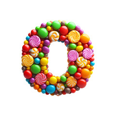 Colorful canddy Letter O, PNG file. Generative AI