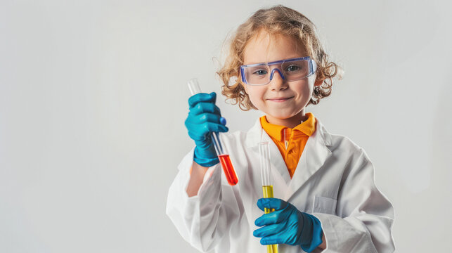 little girl in scientist costume