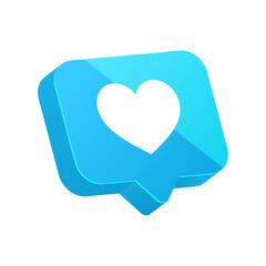 Heart shape or favorite social media notification icon in speech bubbles