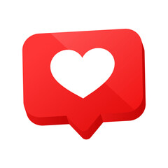 Heart shape or favorite social media notification icon in speech bubbles