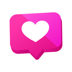 Heart shape or favorite social media notification icon in speech bubbles