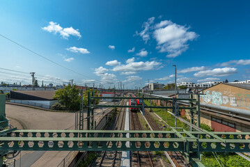 Fototapeta premium View of the tracks in front of Frankfurt Central Station, Germany