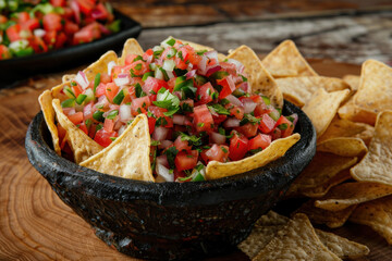 Classic Pico de Gallo with Fresh Tomatoes, Onions, Cilantro, and Jalapenos Served with Crispy Tortilla Chips