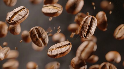 Fototapeta premium coffee beans on the ground.