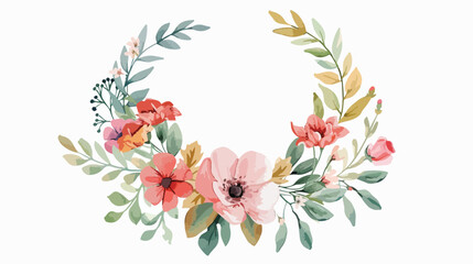 Vintage floral watercolor wreath for wedding birthday