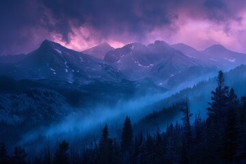 Misty Blue Mountain Layers at Sunrise