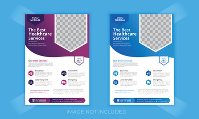 Business medical flyer layout with icons and A4 size page