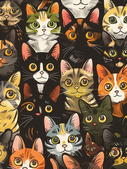 a collection of cute cats By Generated AI