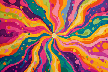 Psychedelic 70s disco music cover art, abstract retro swirl illustration