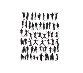 Happy People Silhouettes, art vector design