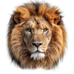 front view of lion head isolated on transparent background ,lion face png ,generative ai © marteen stenberg