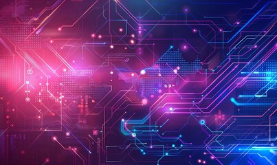 Fototapeta premium Abstract futuristic circuit board. High computer technology orange, violet and blue color background. Hi-tech digital technology concept. cyber security. 