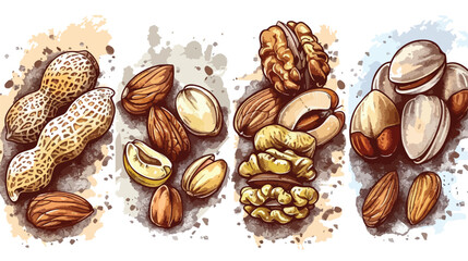 Nuts Four  different kinds Four with almond macadamia
