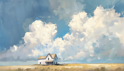 Sunny Day on a Countryside Farmhouse