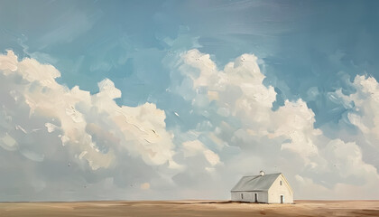 Minimalist Barn Under Clear Sky