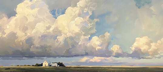 Expansive Sky Over Farmhouse