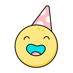 Birthday Emoji doodle illustration on white