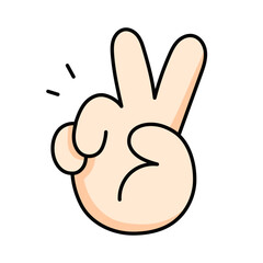 hand drawn cartoon illustration of hand with peace sign
