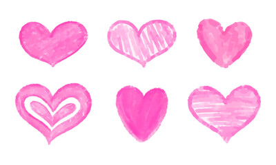 Watercolor hand drawn hearts collection