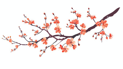 Orange cherry blossom tree Japanese plant. Blossomed