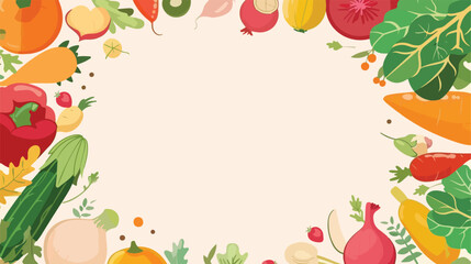 Organic vegetables background with circle border of flat