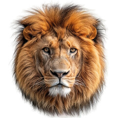 front view of lion head isolated on transparent background ,lion face png ,generative ai © marteen stenberg